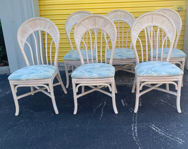 Vintage Split Bamboo Reed Dining chairs in Gabriella Crespi Style set of 6