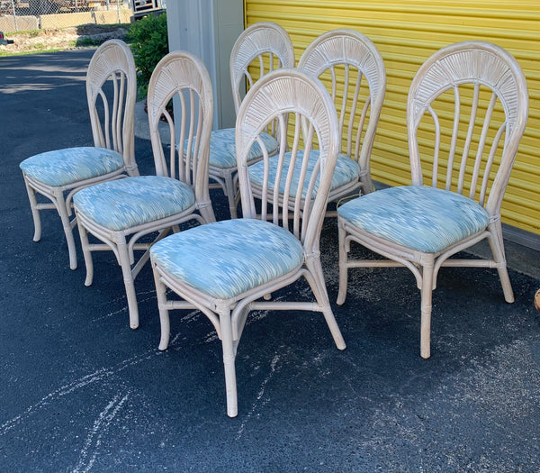 Vintage Split Bamboo Reed Dining chairs in Gabriella Crespi Style set of 6