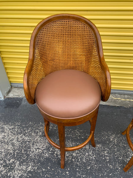 Tommy Bahama Style Double Cane back swivel bar stools a pair