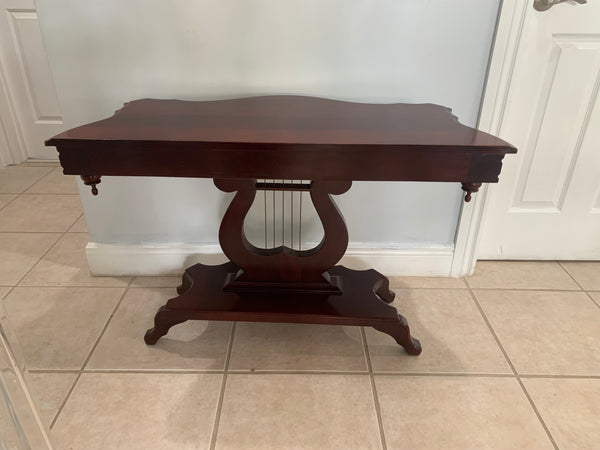 Victorian Style Mahogany Harp Lyre Console Table