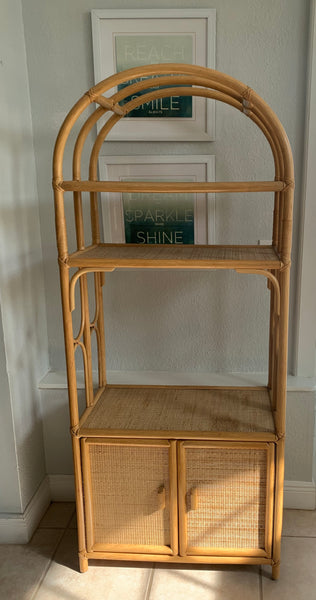 Vintage Bentwood Bamboo & Wicker Cabinet Etagere