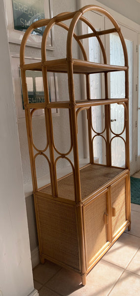 Vintage Bentwood Bamboo & Wicker Cabinet Etagere