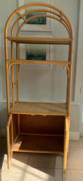 Vintage Bentwood Bamboo & Wicker Cabinet Etagere