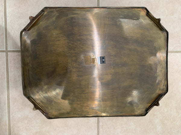 Vintage Large Castilian Brass Serving Tray With Handles and Feet