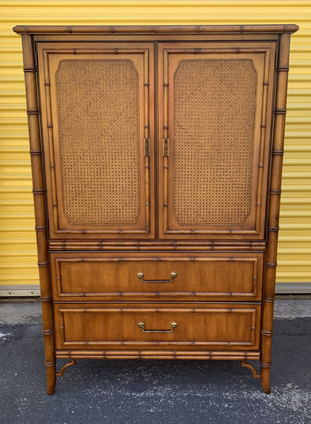 Vintage Dixie Faux Bamboo Tahiti Armoire Shipping NOT Included