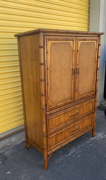 Vintage Dixie Faux Bamboo Tahiti Armoire Shipping NOT Included