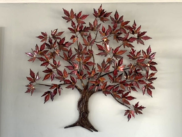 Handcrafted Copper Maple Tree Wall Sculpture