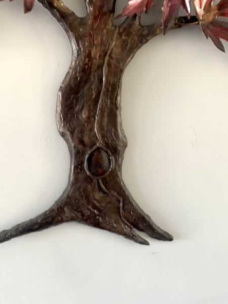 Handcrafted Copper Maple Tree Wall Sculpture