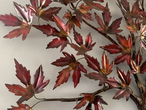 Handcrafted Copper Maple Tree Wall Sculpture