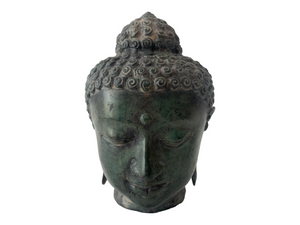 Rare Buddha Head Thailand, cast bronze Antique 7" Tall