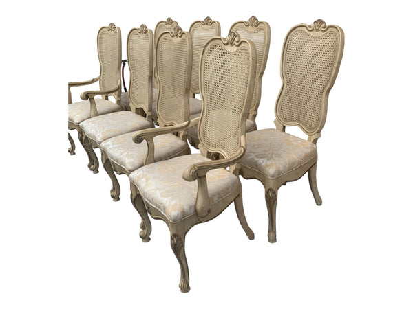 UNIQUE FURNITURE MAKERS French Provincial Cane Back Dining Chairs Set of 8