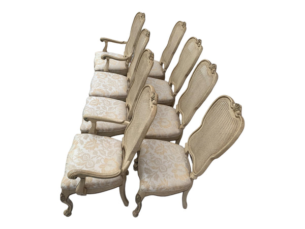 UNIQUE FURNITURE MAKERS French Provincial Cane Back Dining Chairs Set of 8