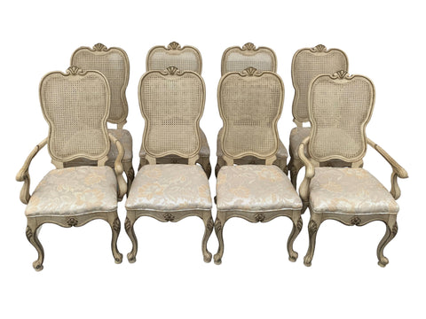 UNIQUE FURNITURE MAKERS French Provincial Cane Back Dining Chairs Set of 8