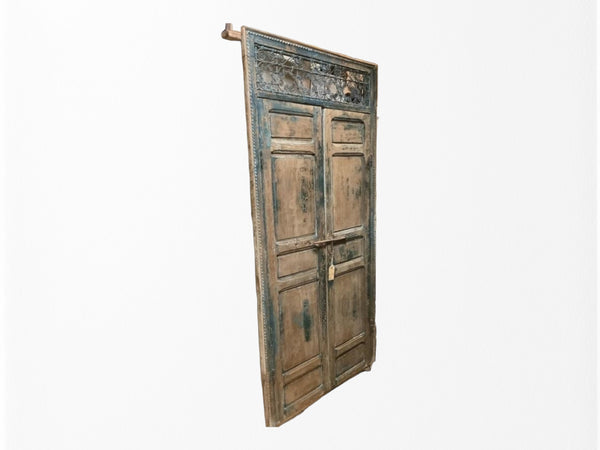 Real Old Wood and Wrought iron grate double door Moroccan Style Mid 19 Century