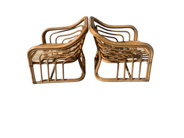 Vintage Brown Jordan Rattan Lounge Chairs - A Pair