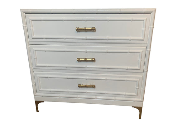 Dixie Aloha Faux Bamboo Bachelor Chest 3 drawers high gloss white