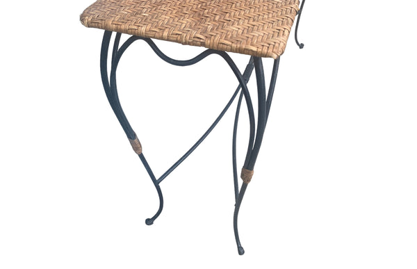 Wrought Iron and wicker top foyer table