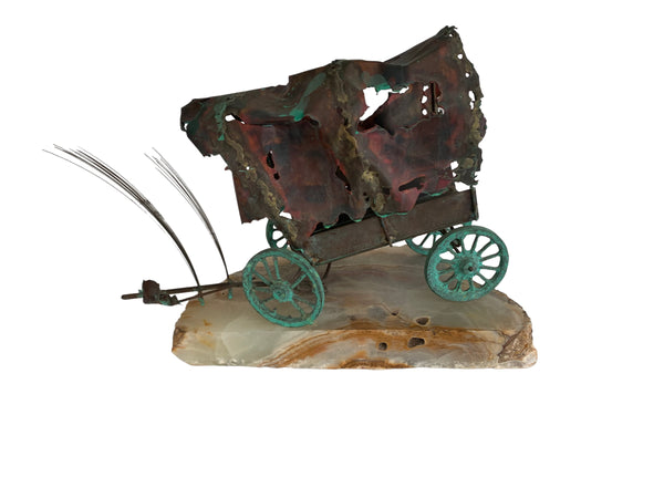 Brian Bijan Metal Sculpture Covered Wagon