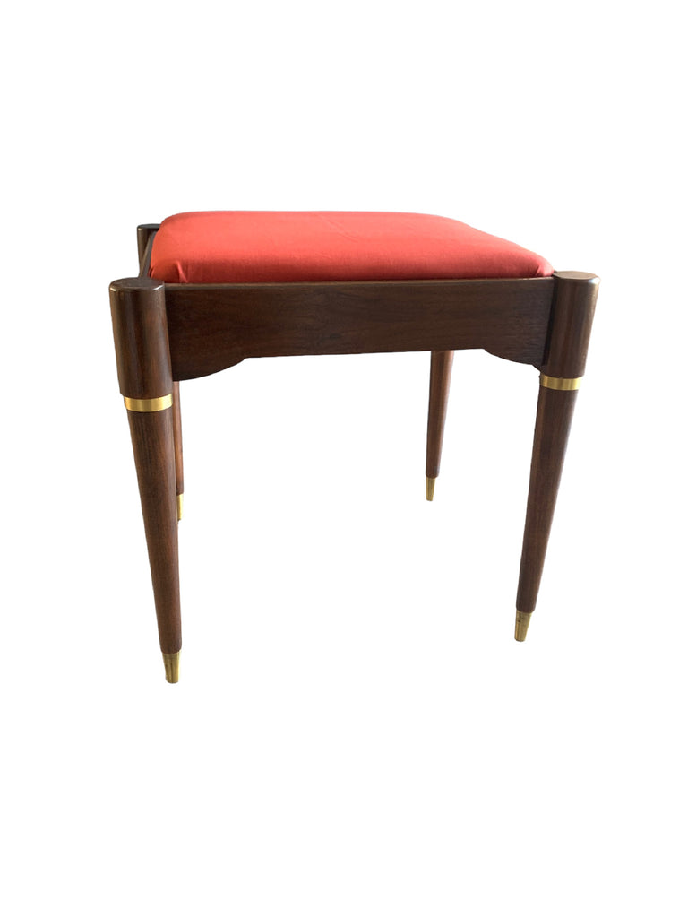 Mid Century Modern Walnut Stool With Fluted Tapered Legs and Storage ...