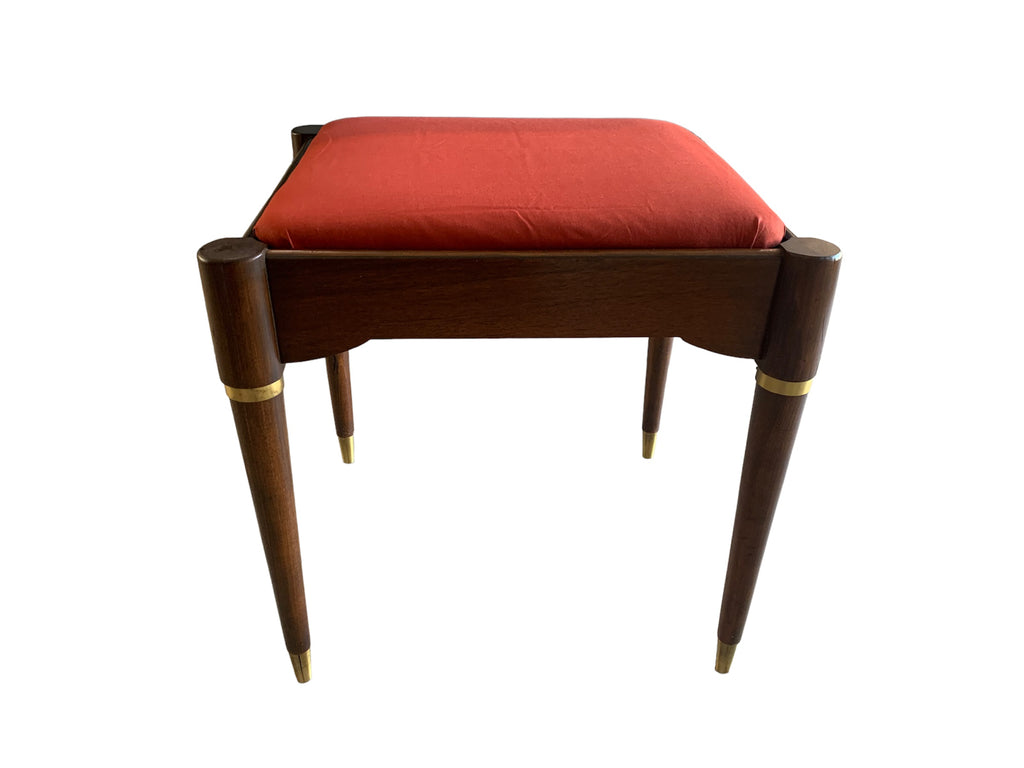 Mid Century Modern Walnut Stool With Fluted Tapered Legs and Storage ...