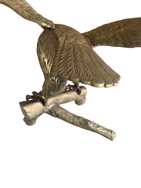 Handmade 22.5" Solid Brass Eagle Bird on Branch Figurine