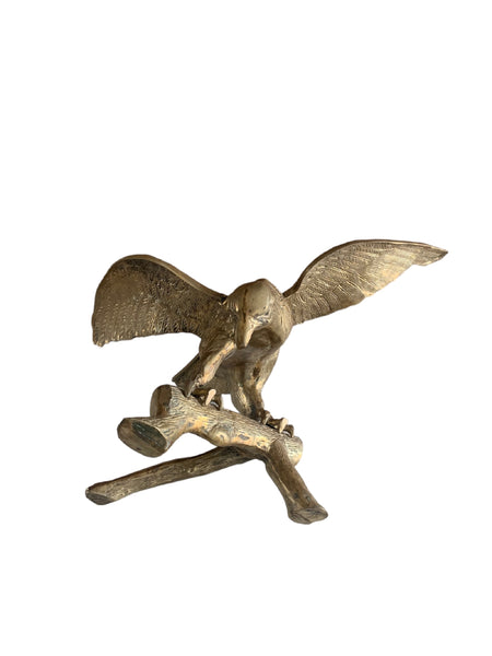 Handmade 22.5" Solid Brass Eagle Bird on Branch Figurine