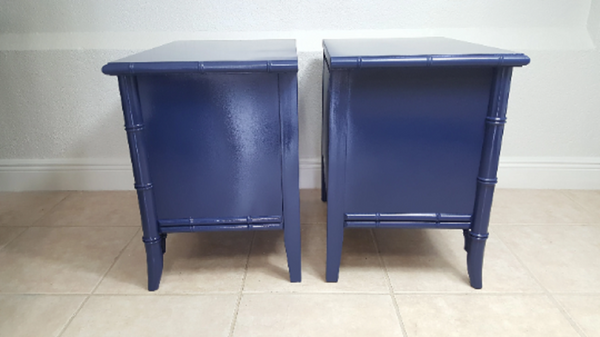 Dixie Aloha Faux Bamboo Nightstands Gloss Navy Blue