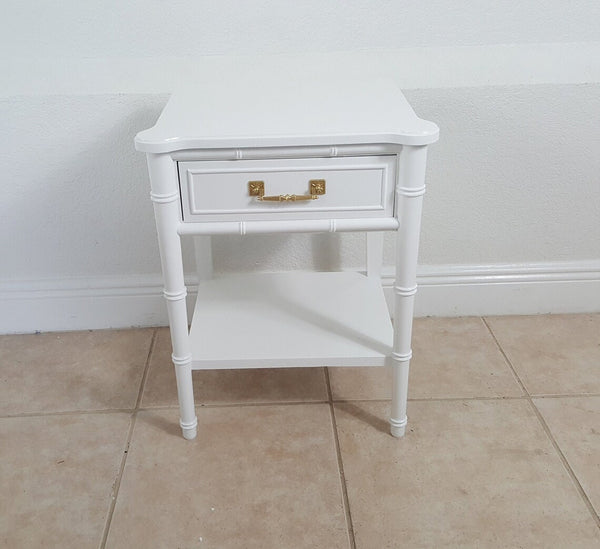 Hand painted distressed Faux-Bamboo Nightstand Henry Link single drawer
