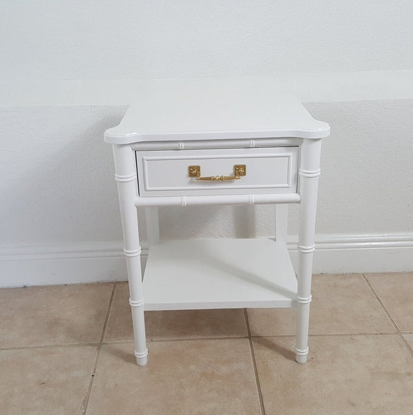 Hand painted distressed Faux-Bamboo Nightstand Henry Link single drawer