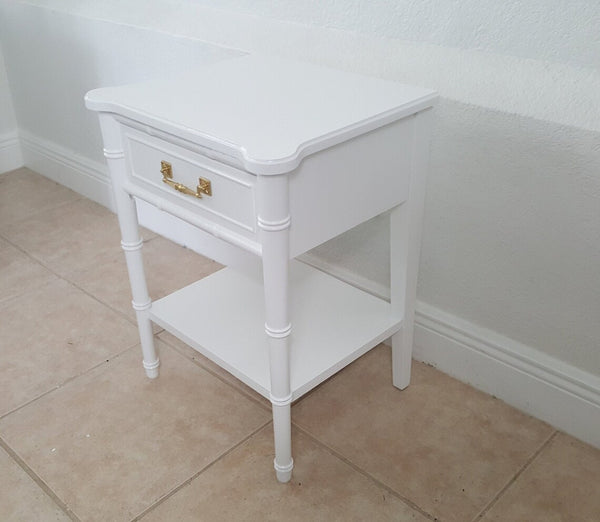 Hand painted distressed Faux-Bamboo Nightstand Henry Link single drawer