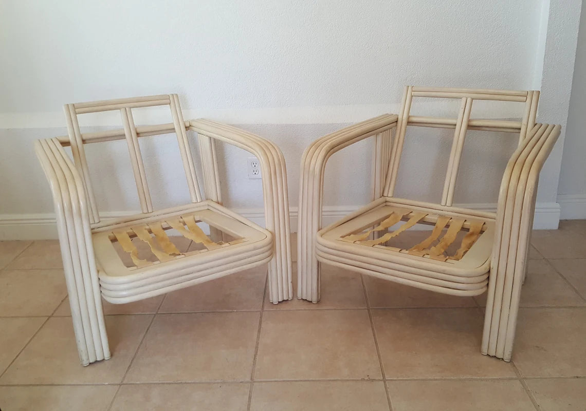 Ficks Reed Bamboo Lounge Chairs a Pair