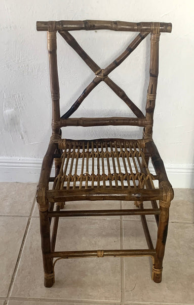 Kenyan Tortoise Burnt Bamboo Desk & Chair - 2 Pieces