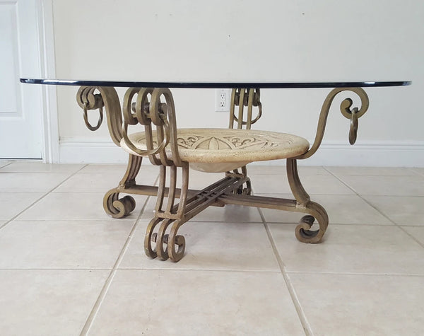 Wrought Iron scrolled with rings Living room Table set of 3