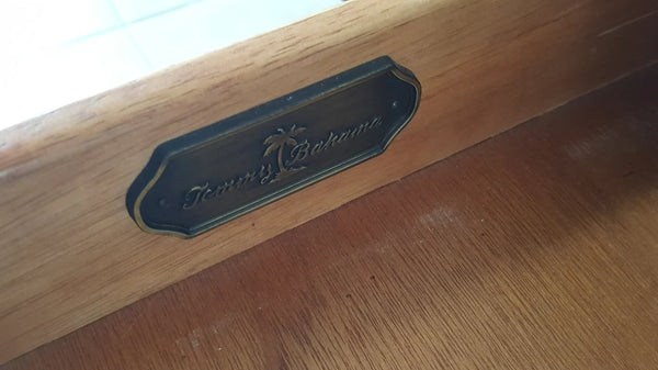 Tommy Bahama Writing desk single drawer with Chippendale bamboo chair