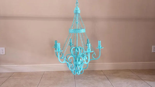 Wrought Iron Vintage 6 lights Chandelier