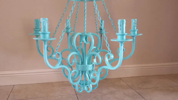 Wrought Iron Vintage 6 lights Chandelier