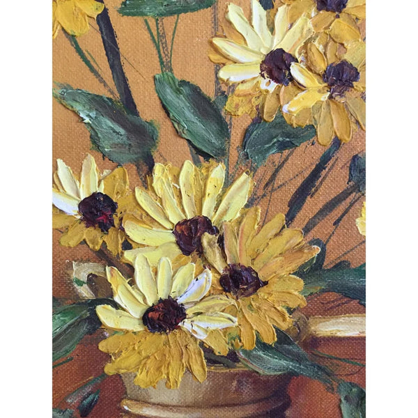 Clarence I. Dreisbach Yellow Daisies Oil on Board painting Signed