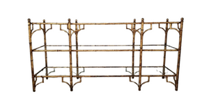 Hollywood Regency Faux Bamboo Console Table Italian Fretwork