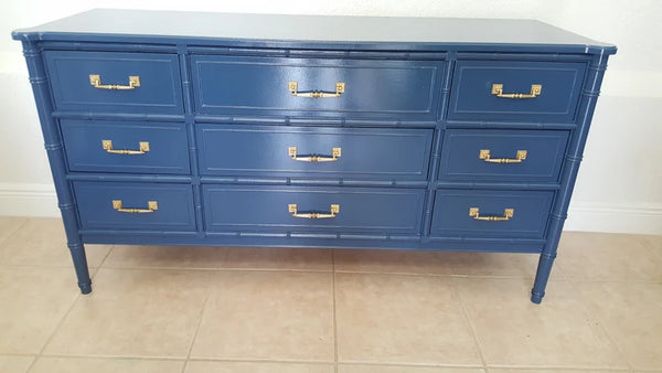 Henry Link Hali Bai Collection Faux Bamboo Dresser navy