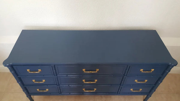 Henry Link Hali Bai Collection Faux Bamboo Dresser navy