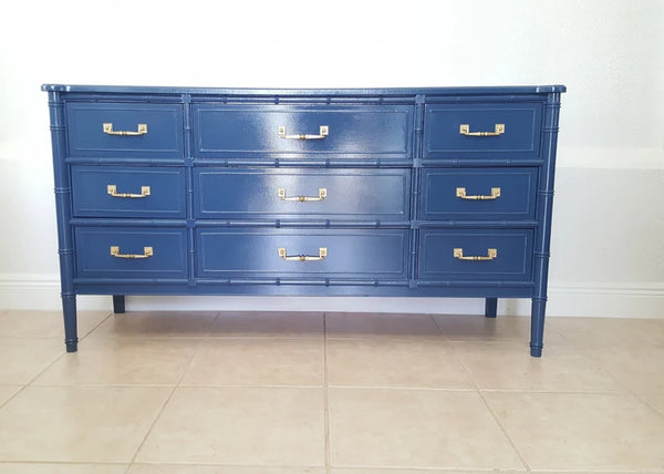 Henry Link Hali Bai Collection Faux Bamboo Dresser navy