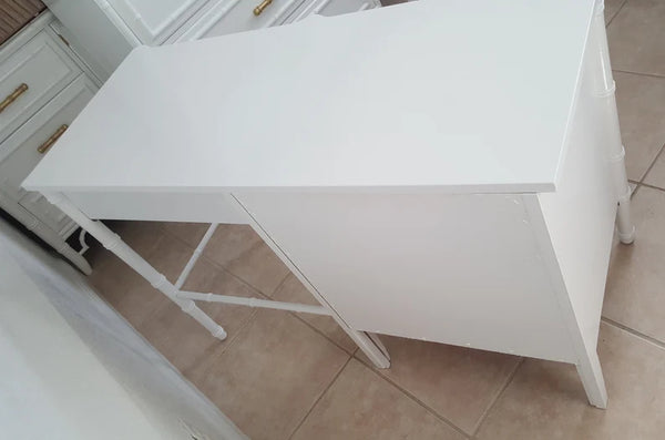 Henry Link 4 Drawer Desk with Chair High Gloss White