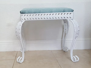 Wrought Iron Vanity Bench White