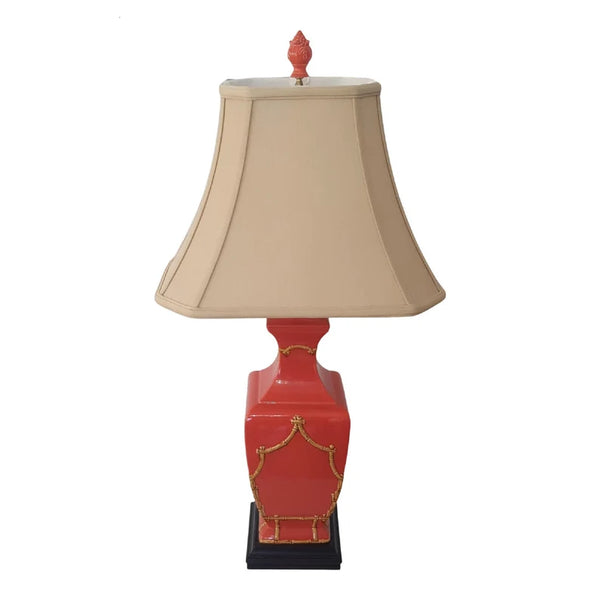 Bradburn Coral and Gold faux bamboo table lamp