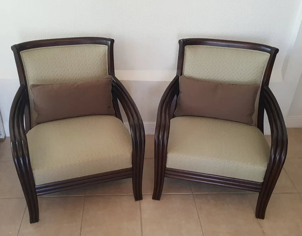 Thomasville Bentwood Arm Lounge Chairs Pair Rare EUC