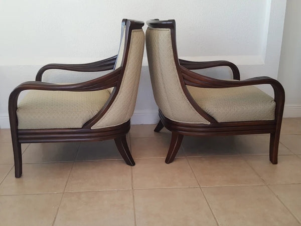 Thomasville Bentwood Arm Lounge Chairs Pair Rare EUC