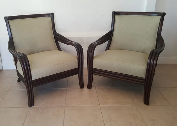 Thomasville Bentwood Arm Lounge Chairs Pair Rare EUC