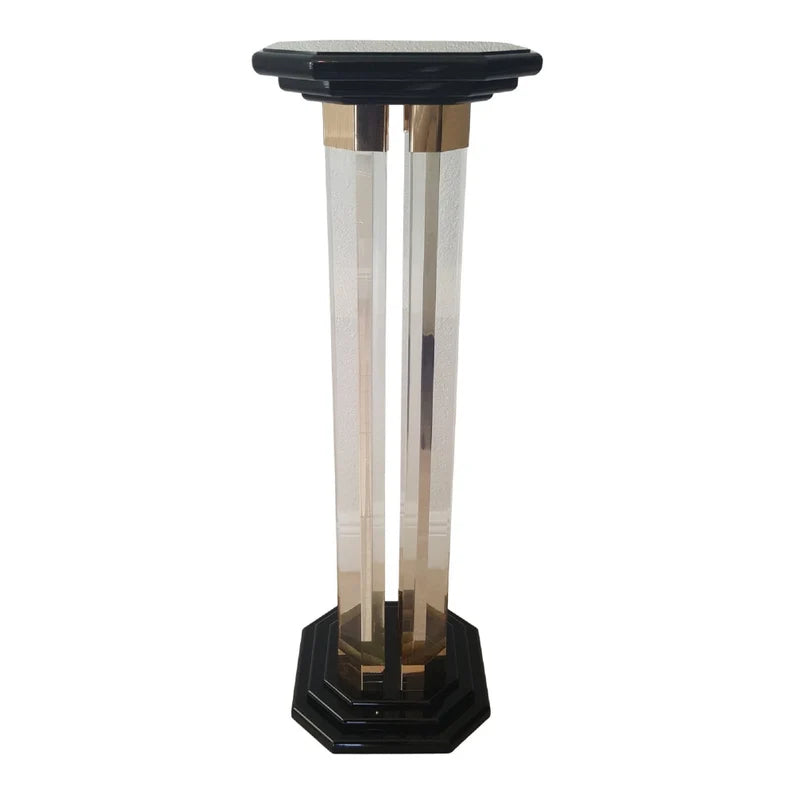 Mid Century Lucite and brass Pillar Pedestal rare