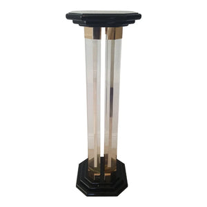 Mid Century Lucite and brass Pillar Pedestal rare