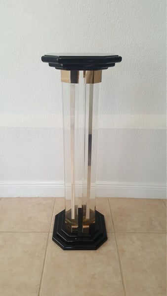 Mid Century Lucite and brass Pillar Pedestal rare